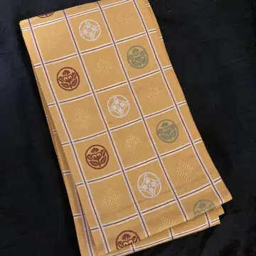 하카타오리 꽃무늬 자수 리버서블 반폭 오비