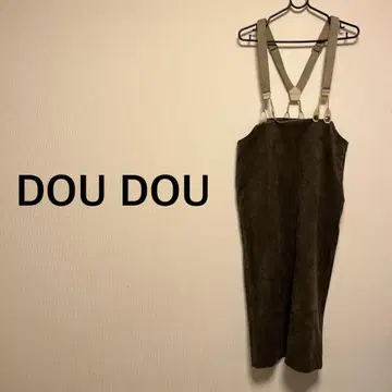 DouDou 두두 서스펜더 부착 페이크 스웨이드 원피스