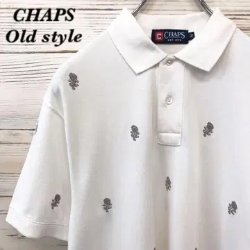 [레어] CHAPS 피케 셔츠 M 자수 로고 화이트 T578