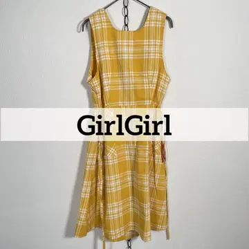 데드스탁 80s GirlGirl 쇼와 레트로 원피스 체크 옐로우 컬러