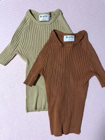 black by moussy 반팔 리브 니트 (2색 세트)