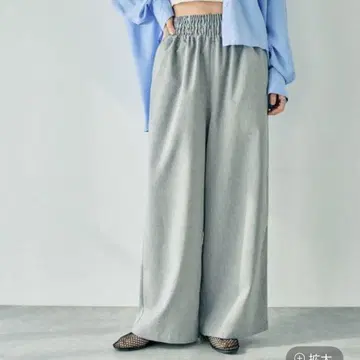 린넨라이크 드라이 시리즈 개더 와이드 스트레이트 팬츠