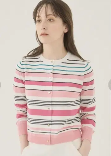 ANAYI 아나이 실크 코튼 멀티 보더 가디건 가디건