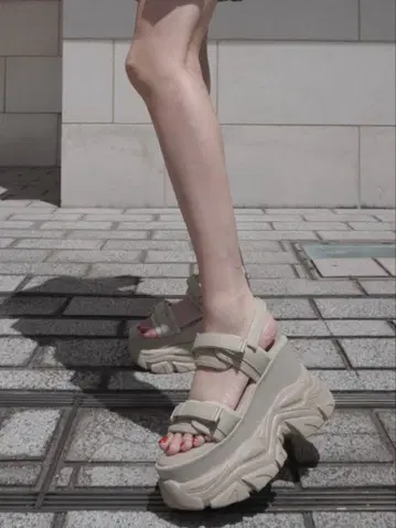 더블 벨트 통굽 스포츠 샌들[zr1146] 베이지 23cm
