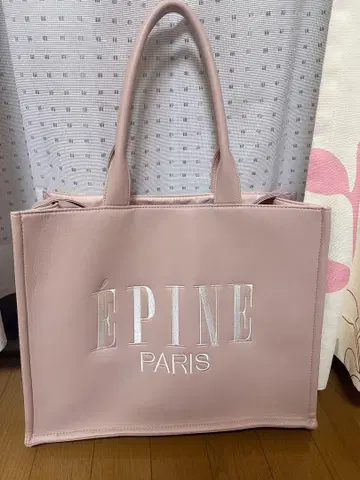 EPINE 24SS 로고 자수 가죽 토트백 핑크