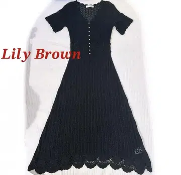 새상품급 Lily Brown 크로셰 롱 니트 원피스 레이스 맥시 길이