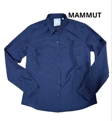 MAMMUT 네이비 체크 무늬 로고 긴팔 셔츠 M