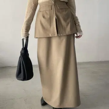CAPRICIEUX LE' MAGE 베이지 롱 스커트