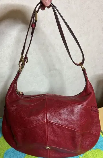 SAZABY 사자비 가죽 숄더백 소가죽 초승달 모양 빨간색