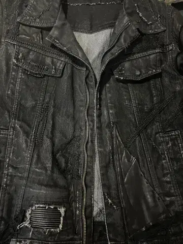 14th addiction 가죽 데님 자켓