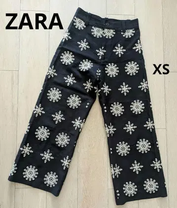[새상품급] ZARA 자수 와이드 팬츠 네이비 린넨 혼방