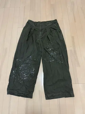 saint cermain 올리브 그린 와이드 실루엣 팬츠