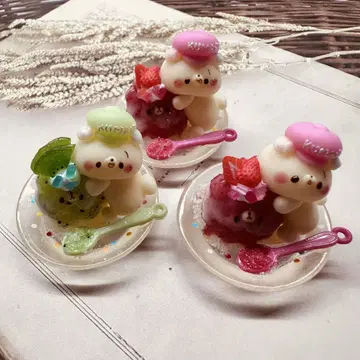 딸기 빙수 곰돌이 키링