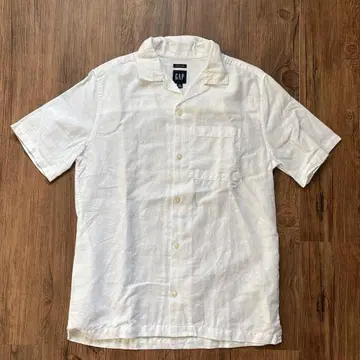 GAP 린넨 오픈 칼라 셔츠 화이트