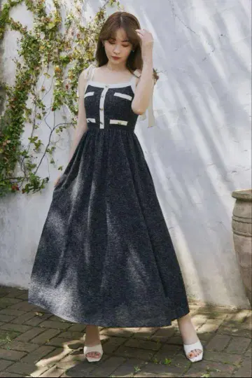 Her lip to Verona Tweed Long Dress black