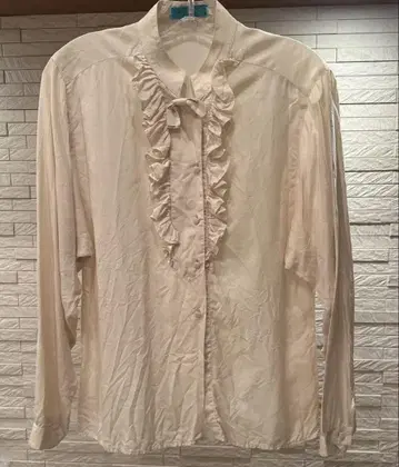 캐샤렐 빈티지 셔츠 크림색 프릴 긴팔 셔츠
