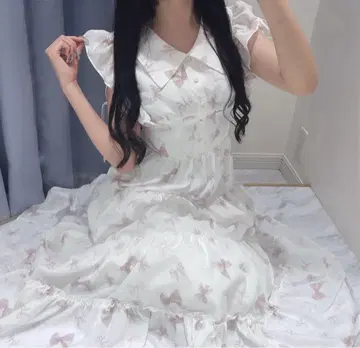 evelyn 오리지널 리본 무늬 OP 핑크