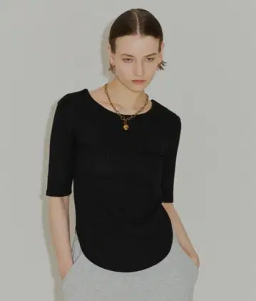 yae 숏 슬리브 2way U넥 리브 상의