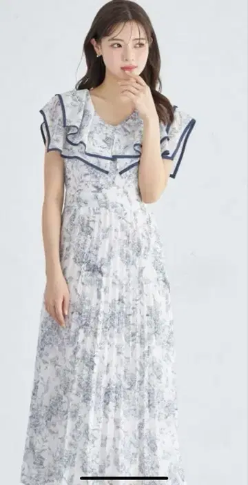 토occo 원피스 꽃무늬 빅 카라