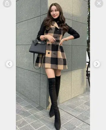 sheller 셰리에 블록 체크 자켓 드레스 미니 원피스