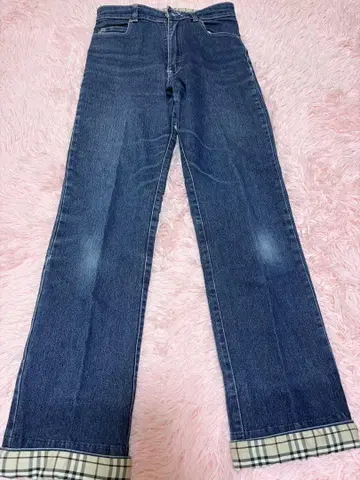 영국산 데님 체크 무늬 밑단