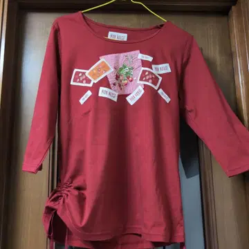 최종 가격 핑크하우스 빨간색 패치워크 T셔츠
