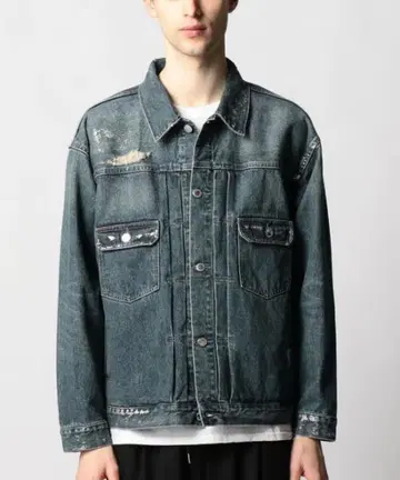 몽키타임 DISTRESSED DENIM TRUCKER JACKET
