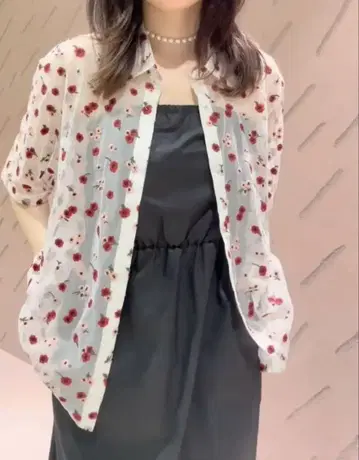 <6(ROKU)> 나일론 튤 자수 셔츠