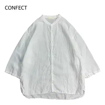 nest Robe CONFECT 린넨 7부 소매 밴드 카라 셔츠 화이트