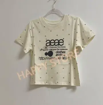 AEAE 물방울 패턴 반팔 티셔츠 크림색
