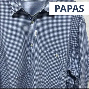 [새상품급] PAPAS 체크 무늬 깨끗한 스타일 셔츠 L 사이즈
