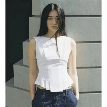 언밸런스 탱크탑 화이트 ZARA