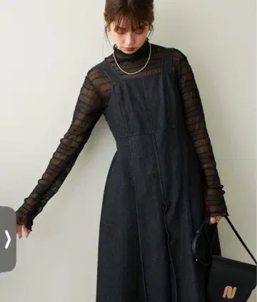 턱 플리츠 데님 점퍼스커트 그레이 차콜