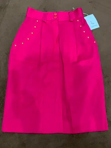 [미사용] CANVAS 캔버스 스커트 핑크 런던 찡 장식 골드 S