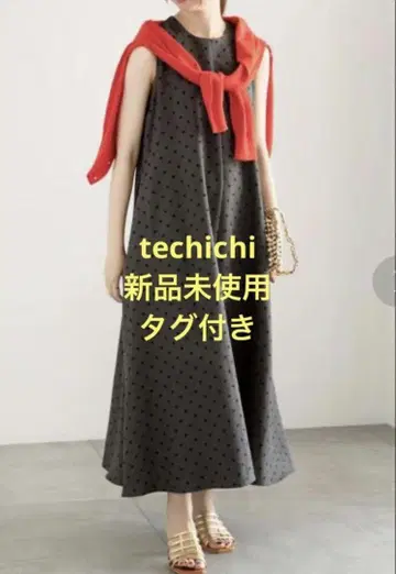 [택 포함 미사용 새상품] techichi 테치치 도트 A라인 원피스