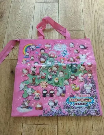 헬로키티 쇼핑백 홋카이도 한정 헬로키티 map 고토치 키티