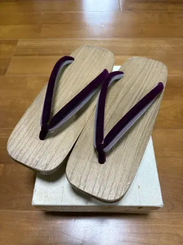 미사용!! 일본야! 하나오 투톤 퍼플 벨벳 오동나무 일본 나막신