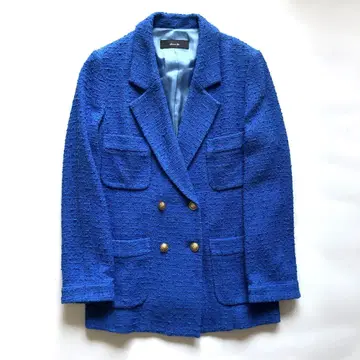 컬러 트위드 알아바일 더블 테일러드 자켓 금장 버튼 블레이저