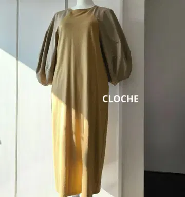 미사용 CLOCHE 크로셰 이소재 믹스 벌룬 슬리브 원피스 M