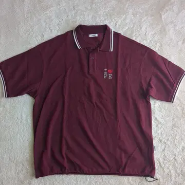 새상품 Perushu 버건디 피케 셔츠 L 사이즈
