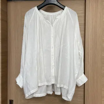 저널 스탠다드 랙스 화이트 셔츠 린넨 100% 볼륨 소매