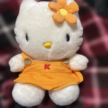 산리오 헬로키티 봉제인형 99년 제작 초레어 데님 오렌지 컬러