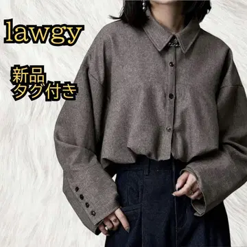 새상품 lawgy 라운드 스위칭 트윌 벌룬 셔츠 숏 기장