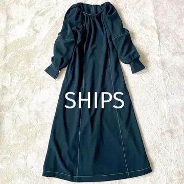 [새상품급] SHIPS 스티치 숄더 턱 원피스 다크 그린 S