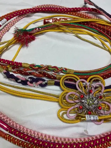 미사용 후리소데용 오비지메 4개 세트 성인식 결혼식 펄