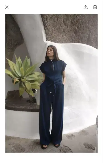 [컨디션 최상] ZARA 크레이프 점프수트 M 네이비