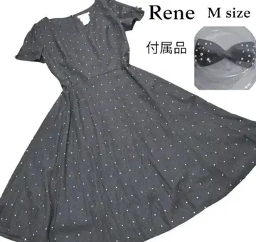 Rene 르네 플레어 원피스 도트 부속품 리본 포함