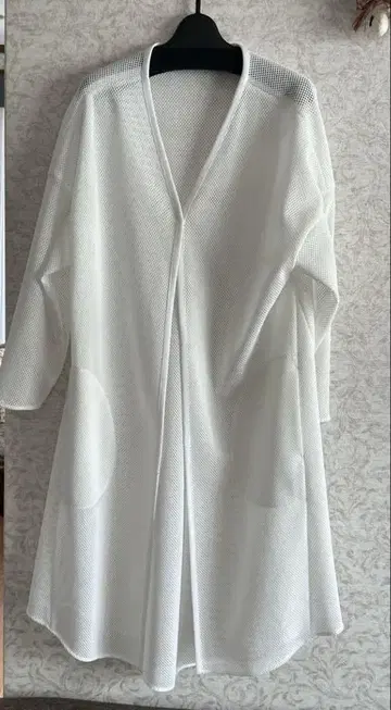 화이트 메쉬 롱 가디건