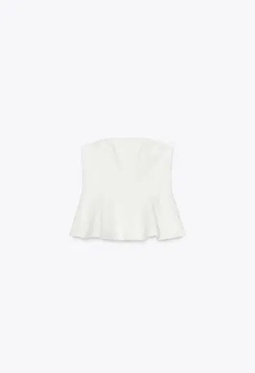 [ ZARA ] 스트랩리스 페플럼 뷔스티에 화이트 XS