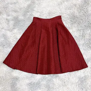 에프데 무릎 기장 플레어 스커트 S 올 패턴 레드 빨간색 다이아 무늬